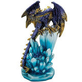 PACIFIC GIFTWARE Fantasy Guarding Dragon on Crystal Gemstone Rock Figurine Statue Home Decor Collectible