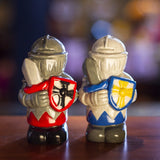 PACIFIC GIFTWARE White And Black Knights Ceramic Salt and Pepper Shakers Set