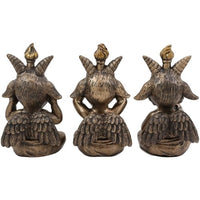 BOTEGA EXCLUSIVE Baphomet Sitting See Hear Speak No Evil Sabbatic Goat Horned Head Figurine