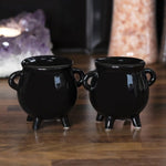 PACIFIC GIFTWARE Blank Black Ceramic Cauldron Salt And Pepper Set