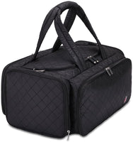 Kiota Quilted Tote Beauty Duffel Bag With 4 Side Compartments Ideal for Cosmetic Bottles Brushes Accessories