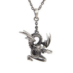 MYSTICA JEWELRY COLLECTION Winged Fire Serpent Dragon Necklace Pendant Pewter Alloy