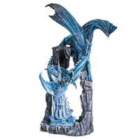 20 Inches Dual Blue Dragon on Cave Collectible Home Decor Figurine