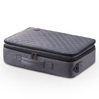 KIOTA Dual-Layer Professional On The Go Portable EVA Makeup Train Case Cosmetic Travel Storage Organizer Bag with Dividers and Brush Pockets - Slate Gray