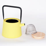 JAPAN COLLECTION Yellow Cast Iron Teapot With Wood Lid and Stainless Steel Infuser