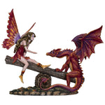 PACIFIC GIFTWARE FairyTate Fairy Red Dragon on the Seesaw Decorative Resin Collectible Figurine Statue