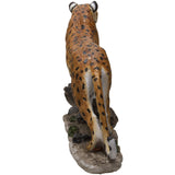 PACIFIC GIFTWARE Realistic Big Cat Leopard Perching on Wood Resin Figurine Statue
