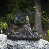 Asian Mountain Backflow Burner Holder Resin Figurine