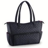 Quilted Shoulder Beauty Bag With Brush Storage Pocket Ideal for Cosmetic Bottles Brushes