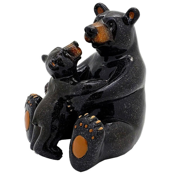 PACIFIC GIFTWARE Animal World Black Bear Family Mother and Child Resin Figurine