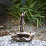 PACIFIC GIFTWARE Eastern Prayer Hands Backflow Incense Burner Resin Figurine Home Decor