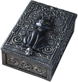 PACIFIC GIFTWARE Fortune Telling Black Cat Reader Design Sculptural Tarot Box Jewelry Trinket Keepsake Fengshui Lucky Talisman Home Accent Decor 5.25"L