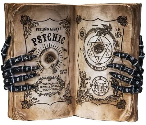 Pacific Giftware Feeling Lucky Psychic Book with Skeleton Palmistry Hands Gothic Statue Figurine 8.39” Tall