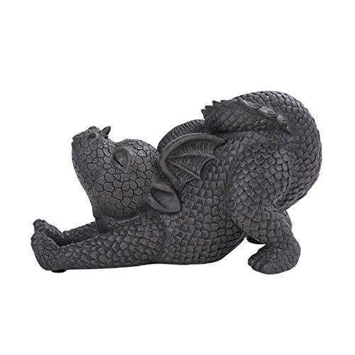 PACIFIC GIFTWARE Garden Dragon Stretch Out Dragon Garden Display Decorative Accent Sculpture Stone Finish 10 Inch Tall