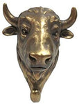 PACIFIC GIFTWARE Wild Animal Bull Head Single Wall Hook Hanger Animal Shape Rustic Faux Bronze Decorative Wall Sculpture
