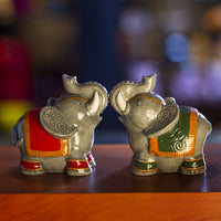 PACIFIC GIFTWARE Raja Elephants Ceramic Salt and Pepper Shakers Set