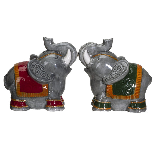 PACIFIC GIFTWARE Raja Elephants Ceramic Salt and Pepper Shakers Set