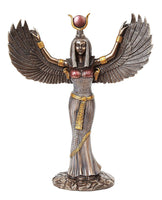 PACIFIC GIFTWARE Egyptian Theme Isis Mythological Bronze Finish Figurine With Open Wings Goddess of Magic Statue Sculpture