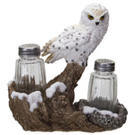 Snowy Owl Perching On Tree Branch Spiritual Realistic Decorative Glass Salt and