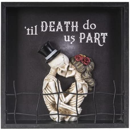 Pacific Giftware Til Death Do Us Part Gothic Newlyweds Decorative Wall Plaque Shadowbox 8” Tall