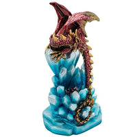 PACIFIC GIFTWARE Fantasy Guarding Red Dragon on Crystal Gemstone Rock