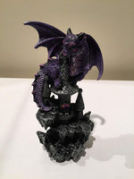 PACIFIC GIFTWARE Small Guardian Dragon Protecting Castle with Rhinestone Rock Crystal Tabletop Decor Collectible Figurine Gift