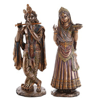 Radha Krishna Hindu Deity Figurine Set Indian Deity Collectible 10 Inch