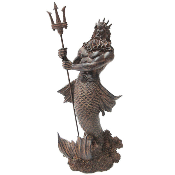 Greek God of the Sea: Poseidon Neptune with Trident Rising from the Sea Statue