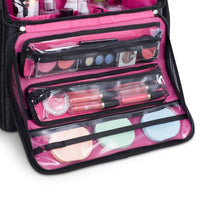 KIOTA Makeup Artist Rolling Makeup Train Case Cosmetic Organizer Soft Trolley