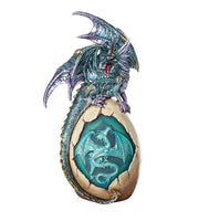 Aqua Lavender Dragon with LED Light Protecting Dragon Egg 10"H